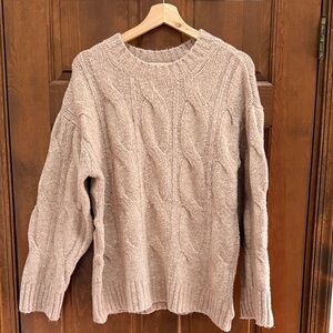 American Eagle Outfitters Cable Knit Sweater - Soft Pink